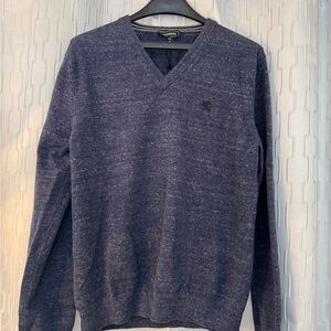Men's Express Heathered Blue V-Neck Sweater- Size L